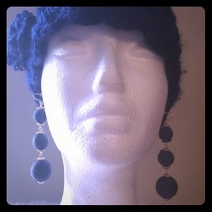 Blue and gold dangle earrings